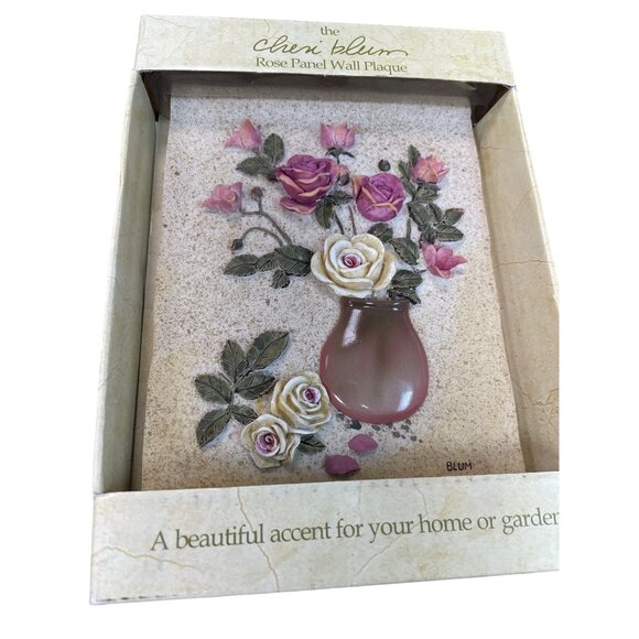Cheri Blum 2003 VTG Set 4 7"x5.5" floral 3D Resin Wall Plaques SKU 9515 - Picture 5 of 11